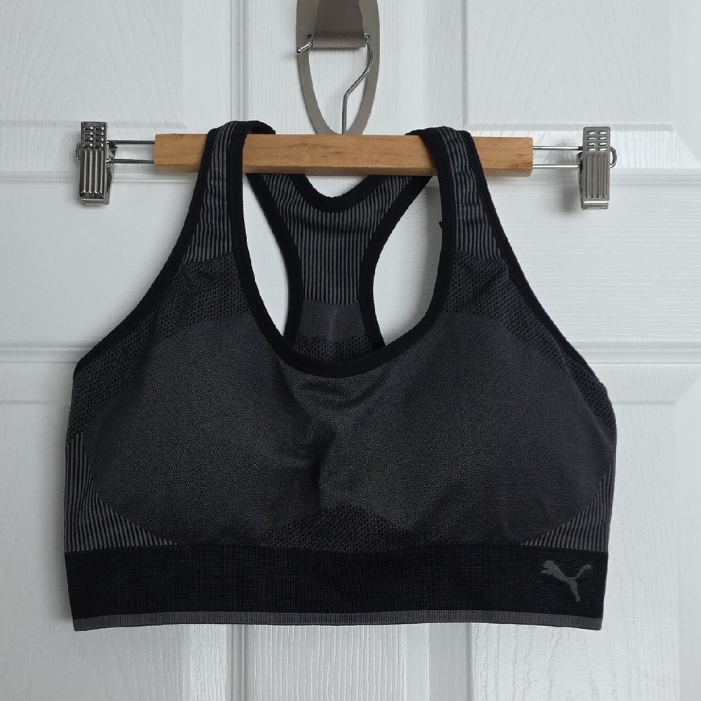 Puma Women's Charcoal and Black Sports Bra